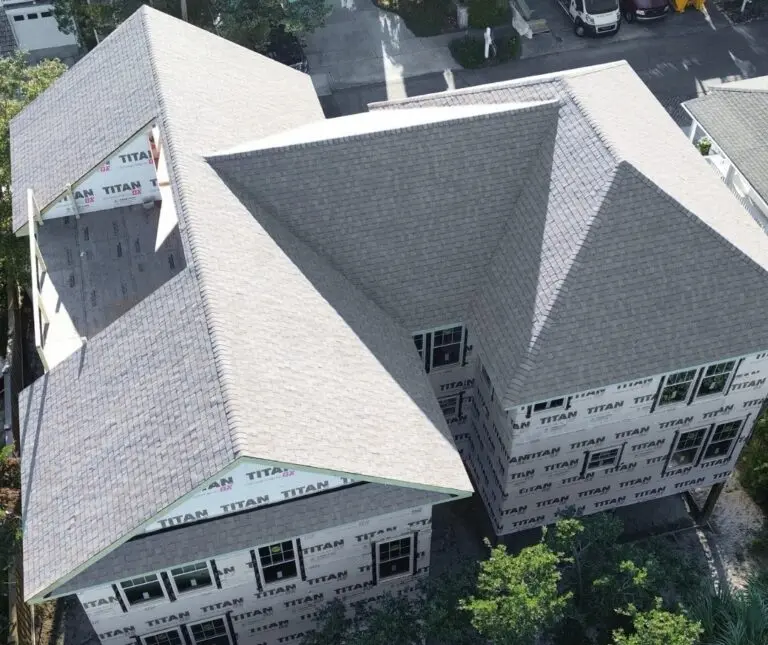 drone view of a shingle roof