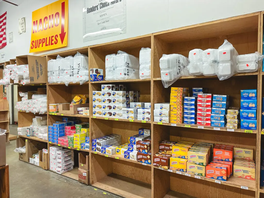 nacho supplies at Wayne's Candy Co.