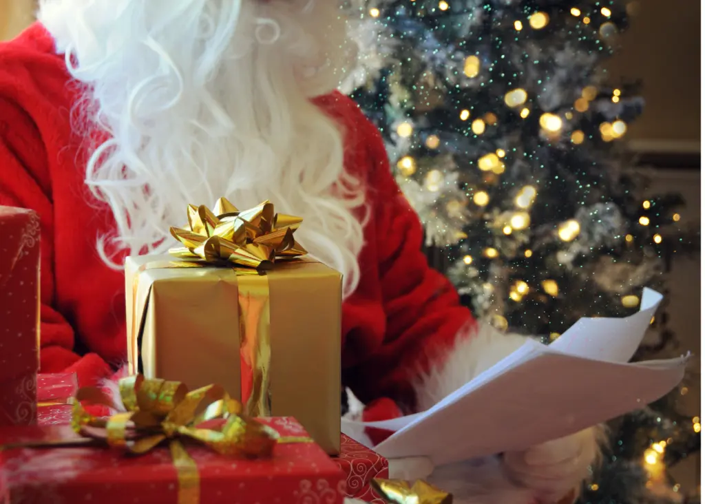 Santa Clause writing his list- the holiday season is here