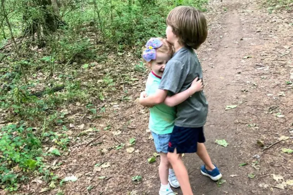 quarantine kids hugging