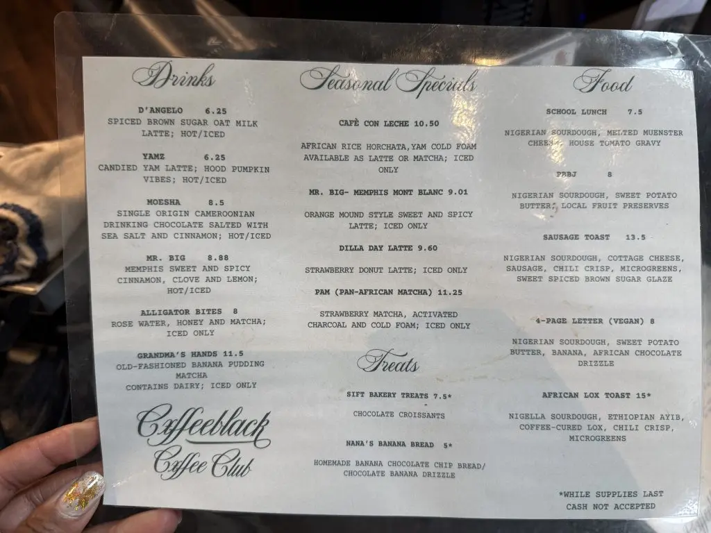 Cxfee Black menu