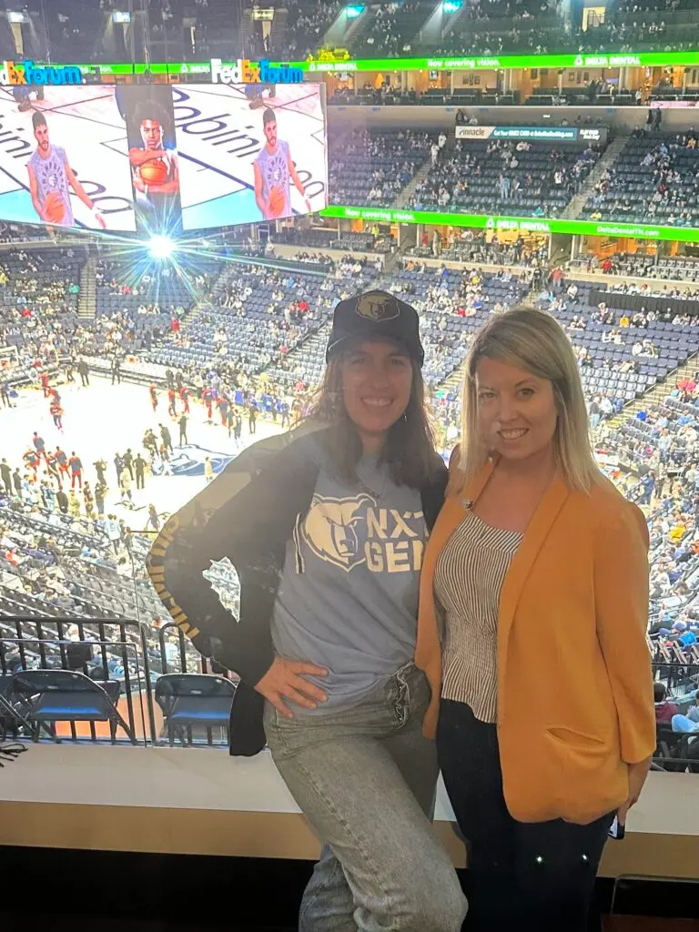 in a box at the Grizzlies game