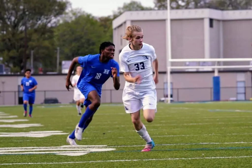 playing soccer