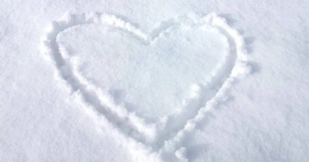 heart drawn in the snow on a snow day