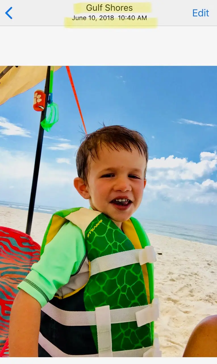 Levi on the beach before drowning