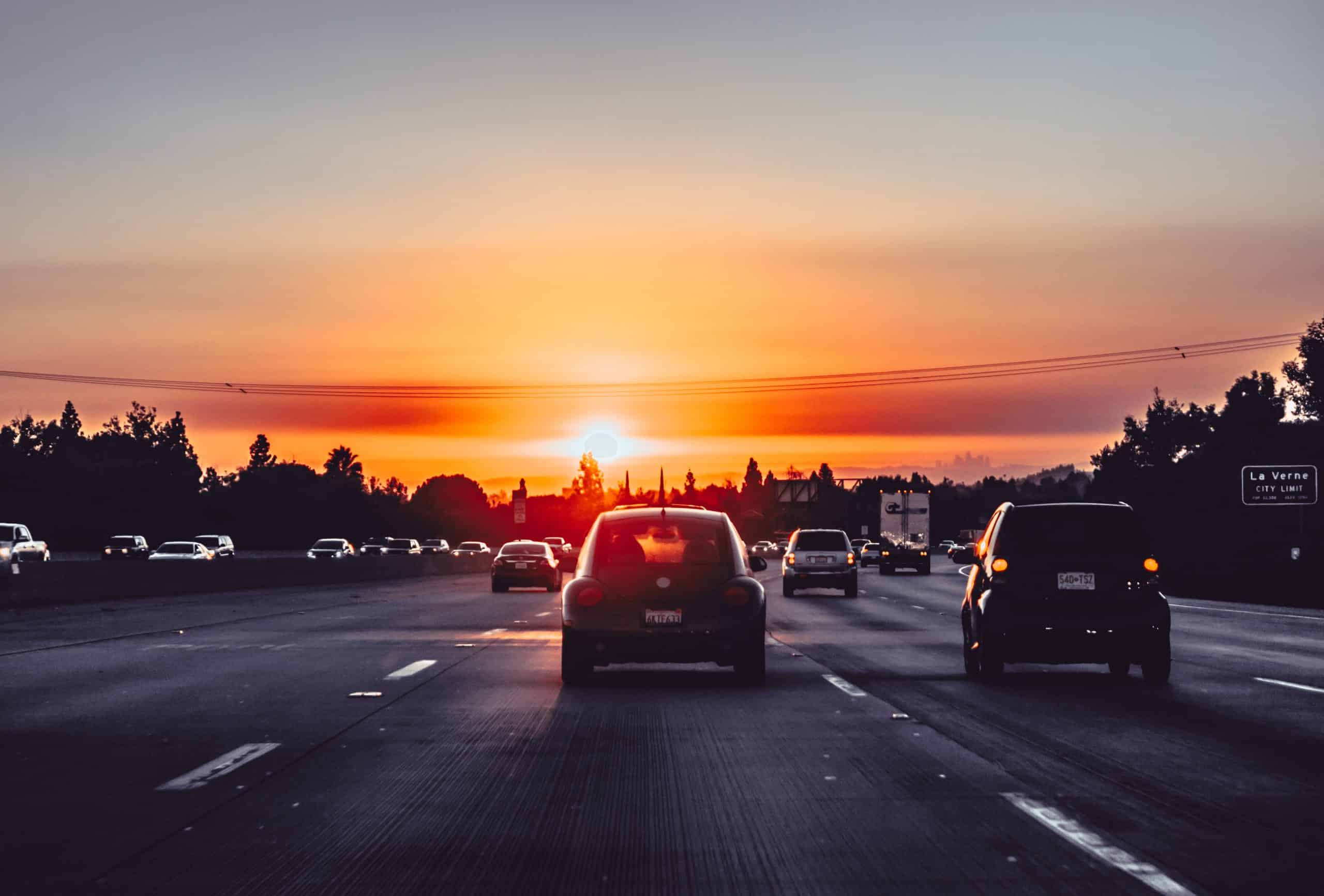 Cars on highway on a road trip