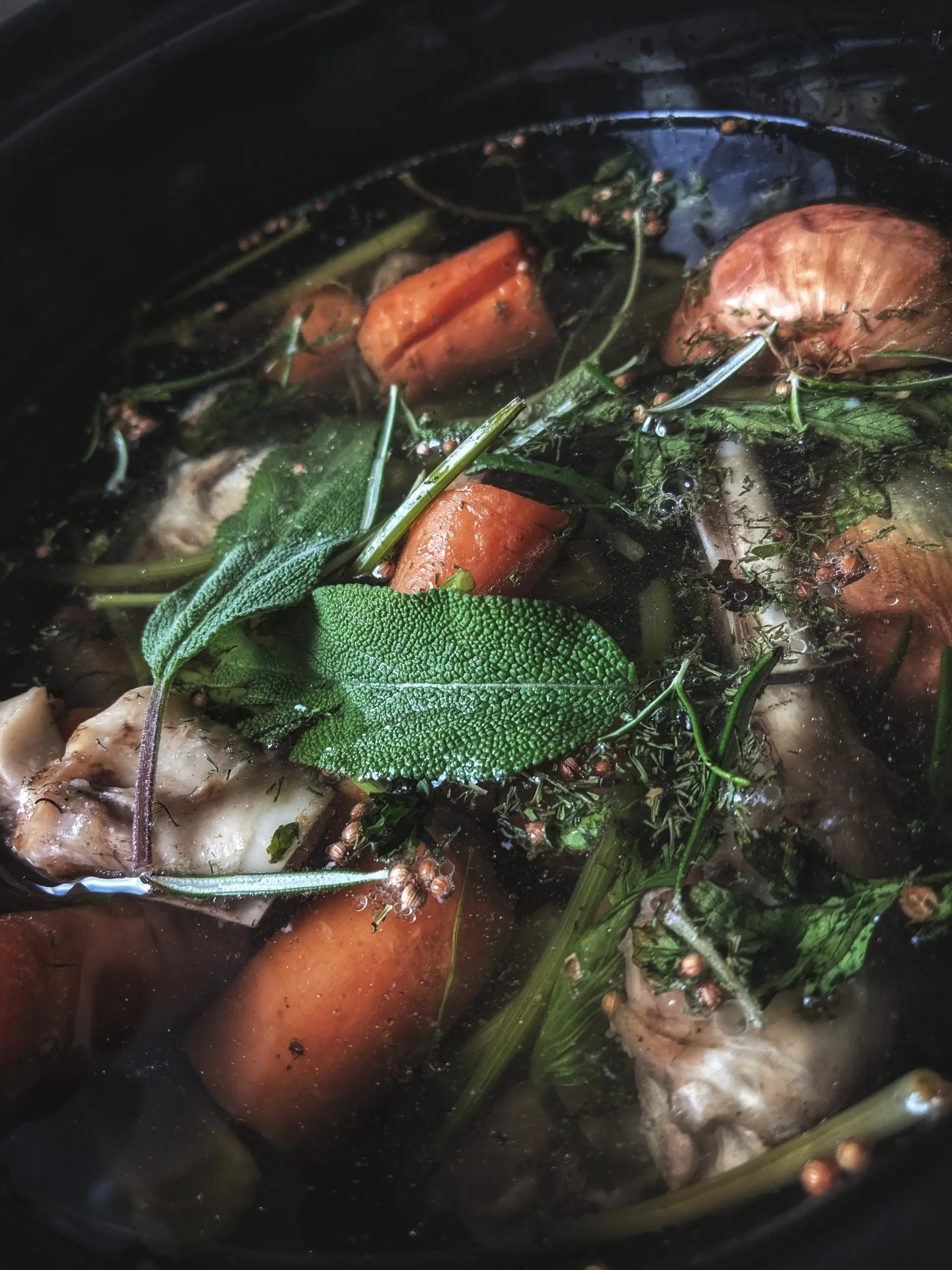 reuse food scraps by making chicken broth