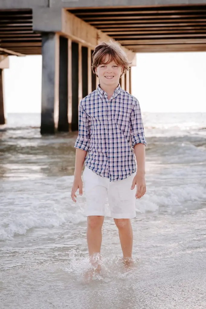 my son last summer at the beach