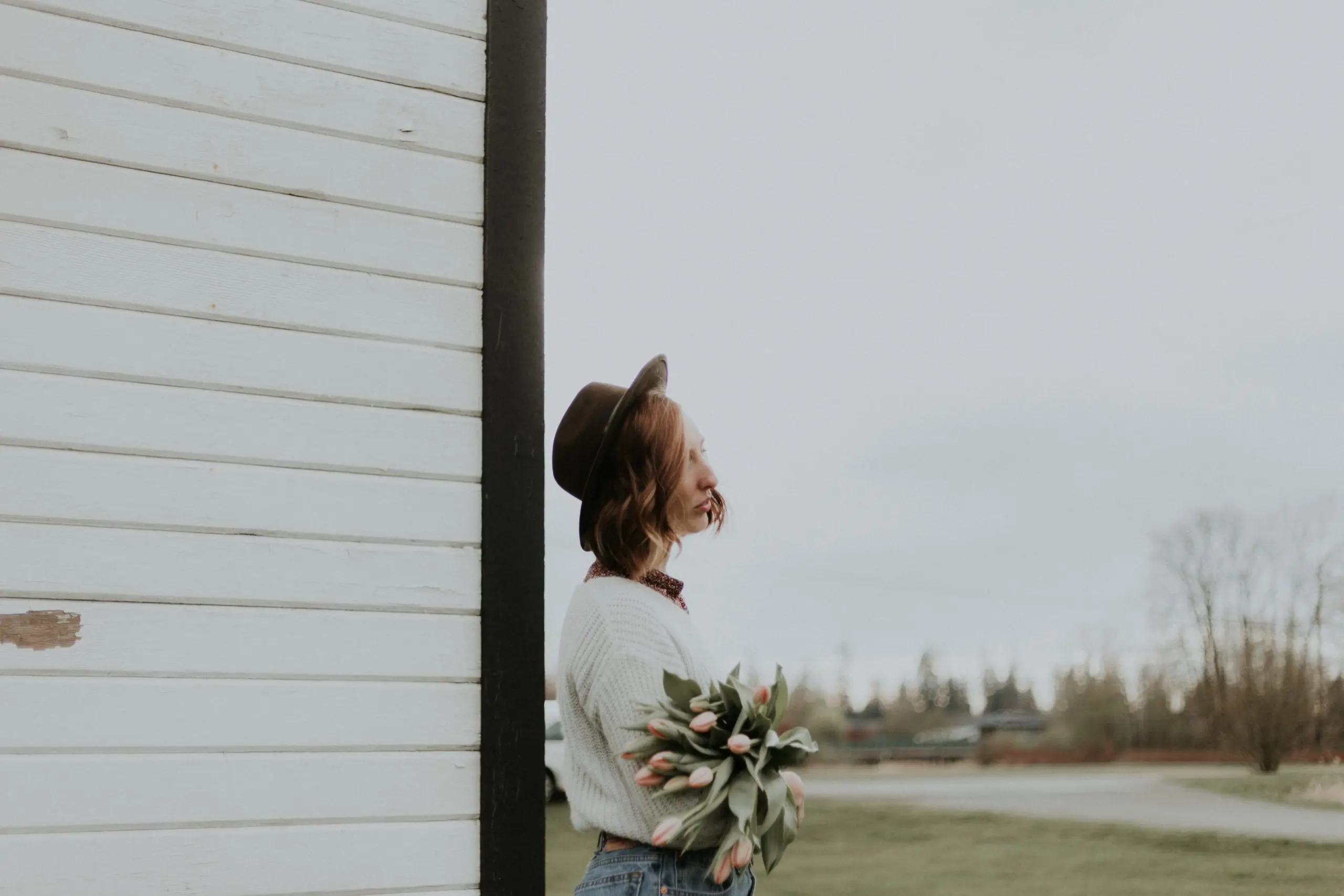 Woman holding bouquet of flowers on Mother's Day