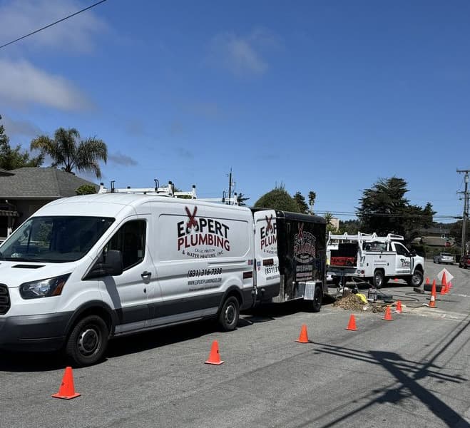 Expert Plumbing service vehicles supporting plumber Santa Cruz CA emergency and scheduled plumbing services