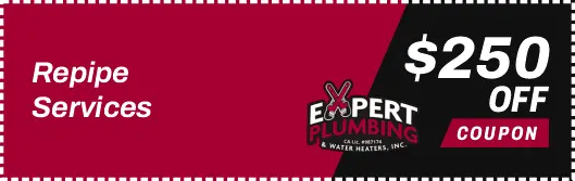 Whole home repipe plumbing services by Expert Plumbing Santa Cruz CA