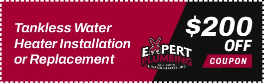 Tankless water heater installation and replacement services by Expert Plumbing