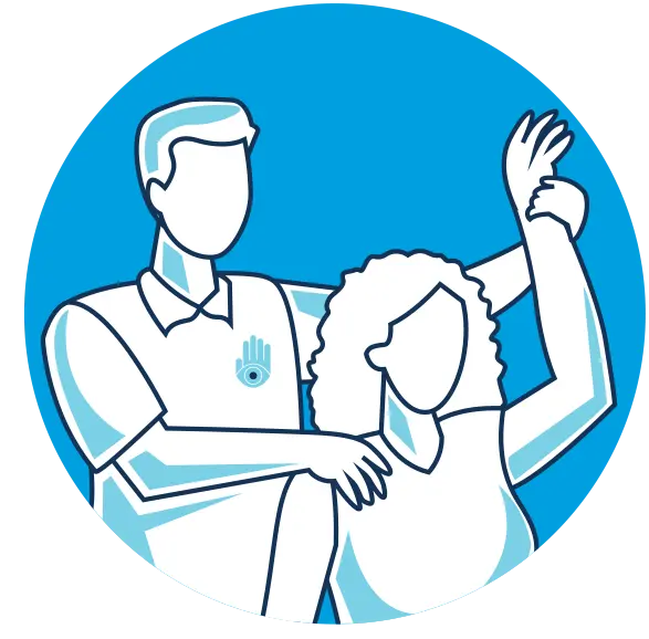 cartoon illustration of a patient getting stretch-strengthen protocols