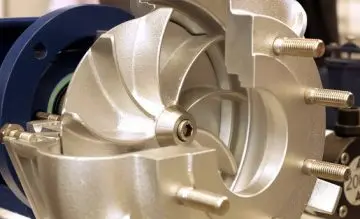 Rotor turbine circular electric pump for water or other liquid. Centrifugal pump for industrial water supply.