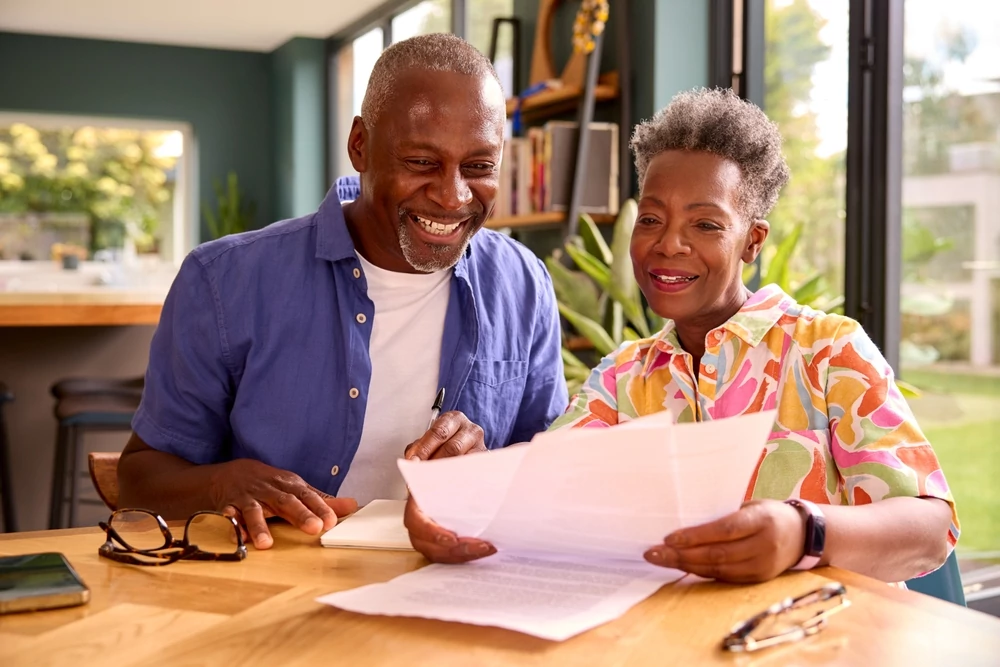 Couple going through their financing options