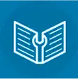 open book and wrench icon