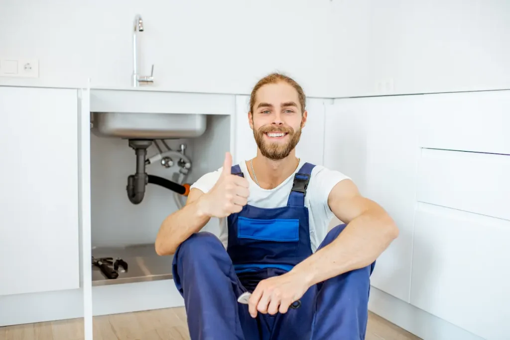plumbing efficiency in Calgary, plumber smiling