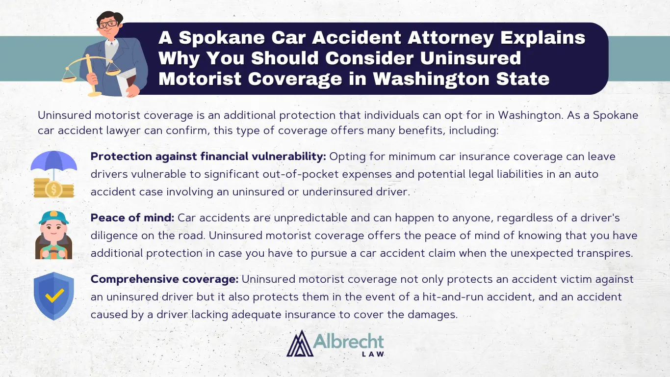Spokane, WA attorney explains uninsured motorist coverage in Washington State. Call (509) 495-1246 to schedule a free consultation.