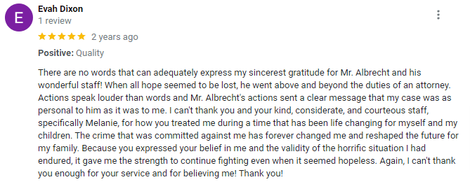 Evah Dixon AVVO Testimonial | Spokane Valley | Call (509) 495-1246
