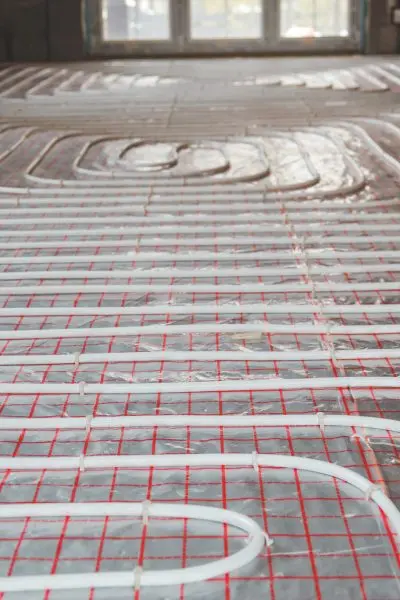 Heating posed in a under construction building hydronic radiant heat