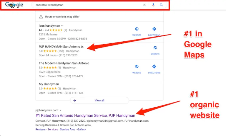 pjp handyman seo results