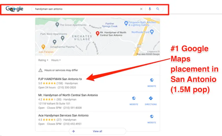 pjp handyman seo results