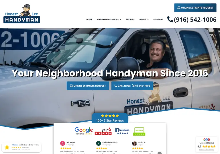 honest lee handyman website example