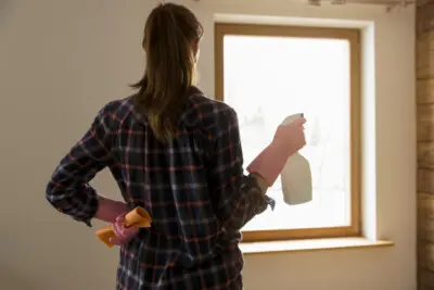 spring cleaning lady in house