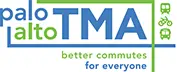 Official Palo Alto TMA logo featuring transit icons and the tagline "better commutes for everyone."
