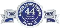 Albritton Service Company 44 years of excellence seal, 1982 to 2026, Ruston, Louisiana