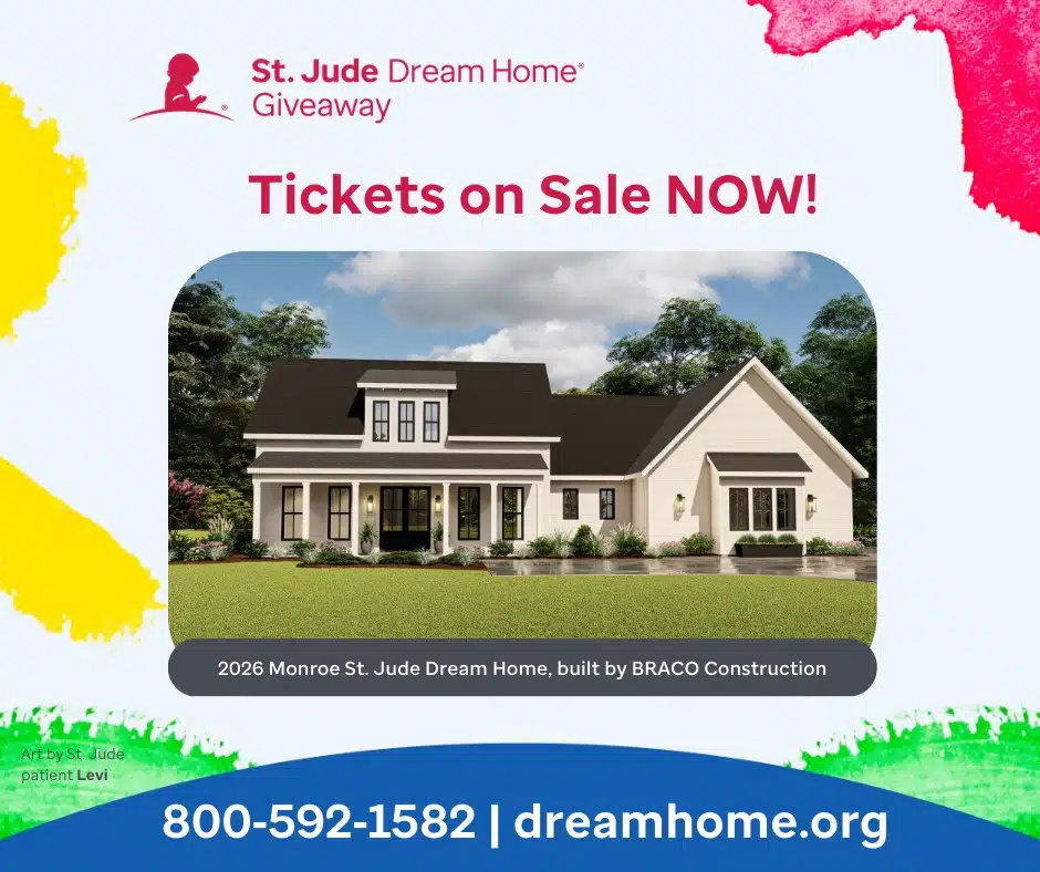 St. Jude Dream Home Giveaway tickets on sale now for the 2026 Monroe Dream Home
