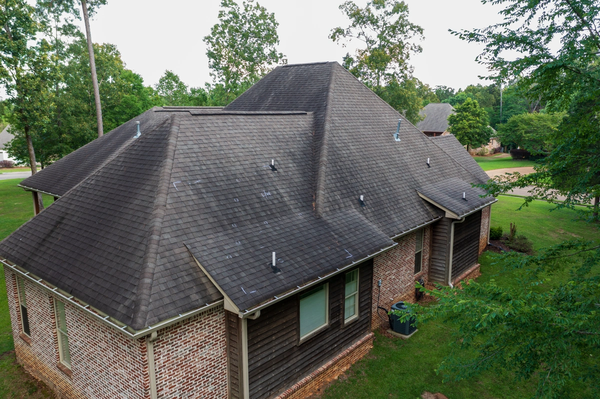 house roof hail damage marks
