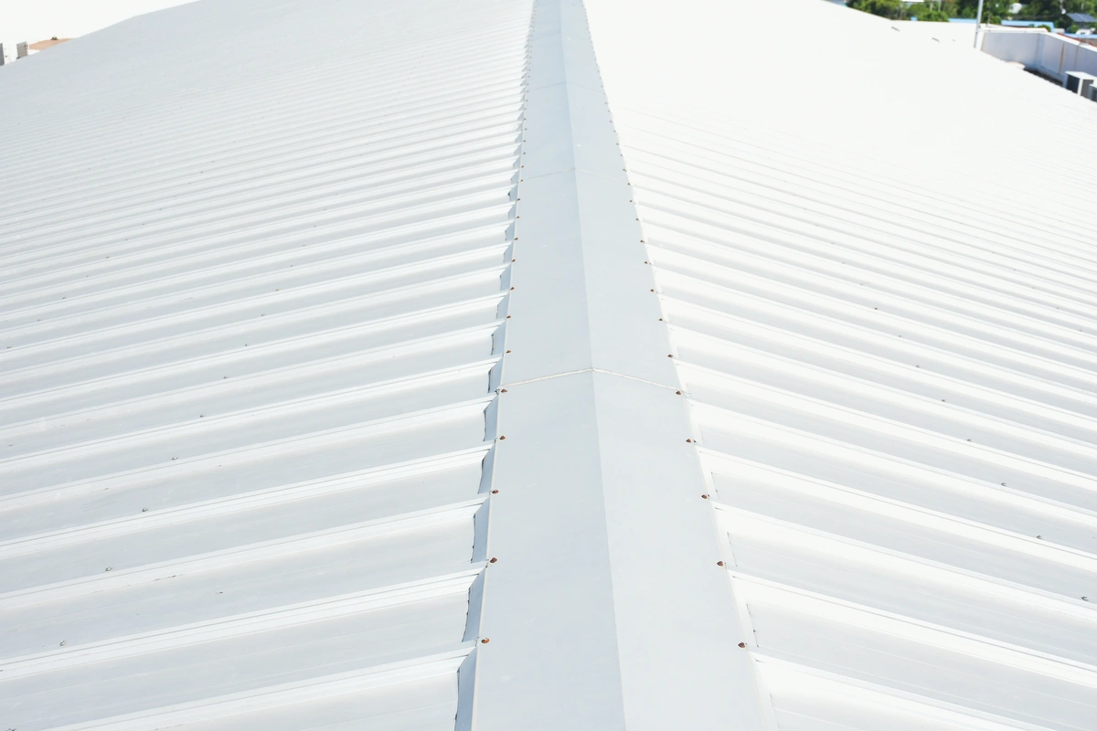 commercial roofing stoughton closeup white metal roof commercial building