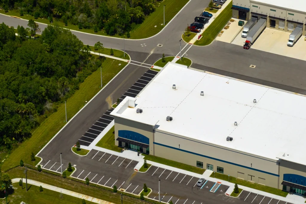 commercial roofing stoughton zoomed out shot of commercial building