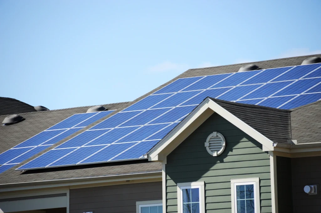 solar panels on a roof