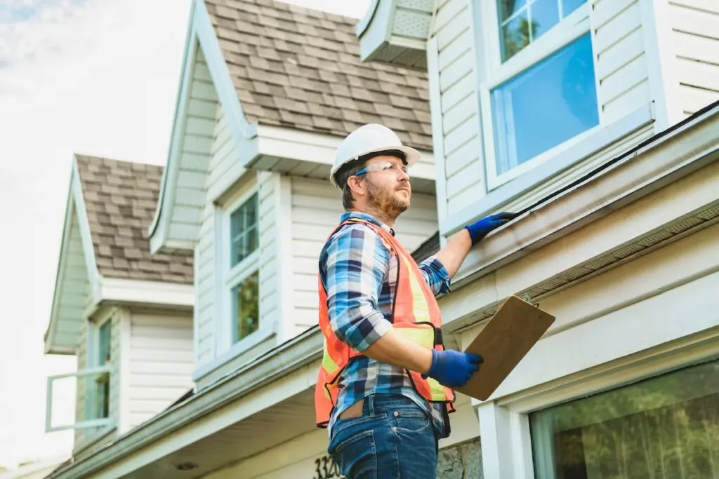 man inspecting residential roof