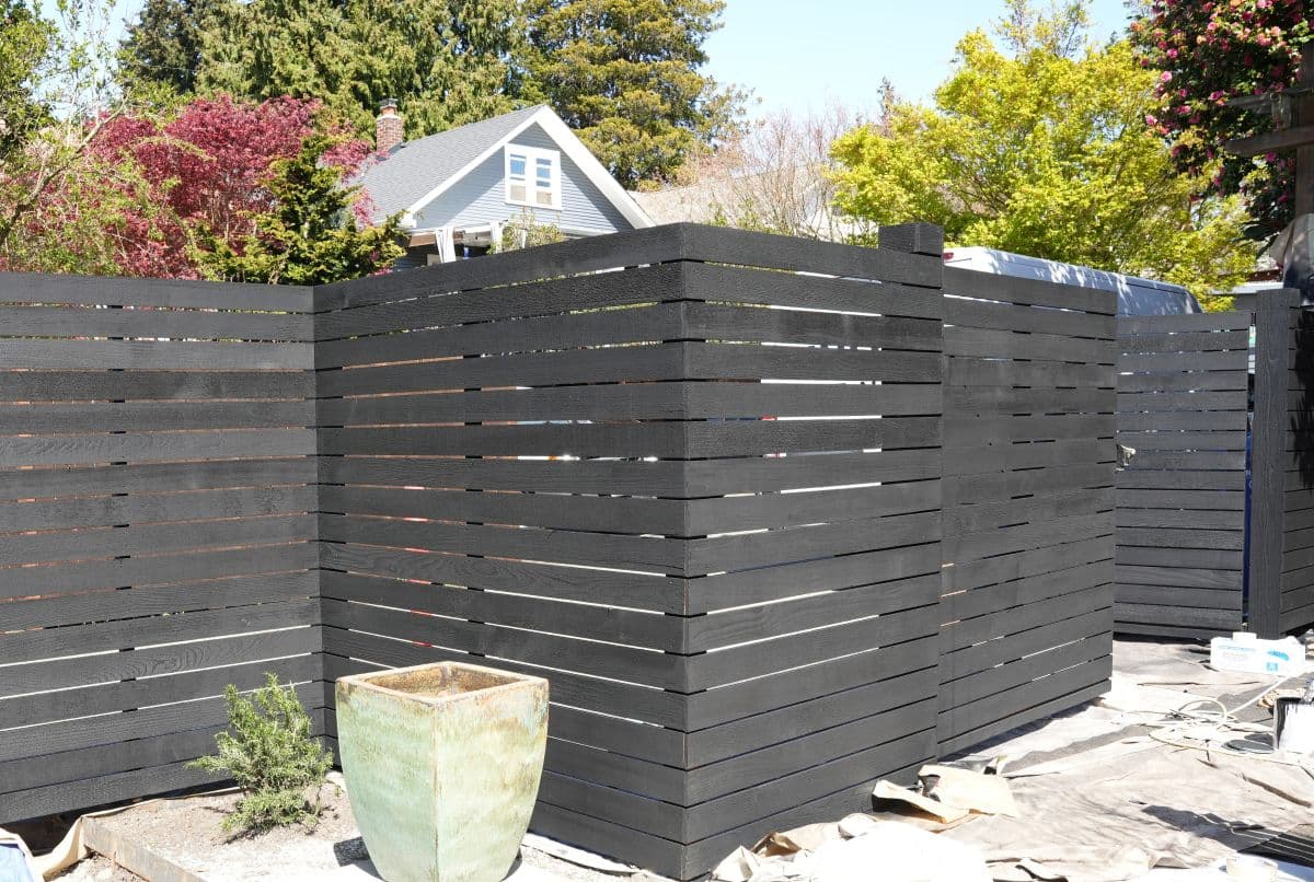 Dark horizontal wooden fence