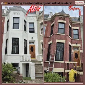 Victorian house renovation showing a stunning transformation with fresh white paint.