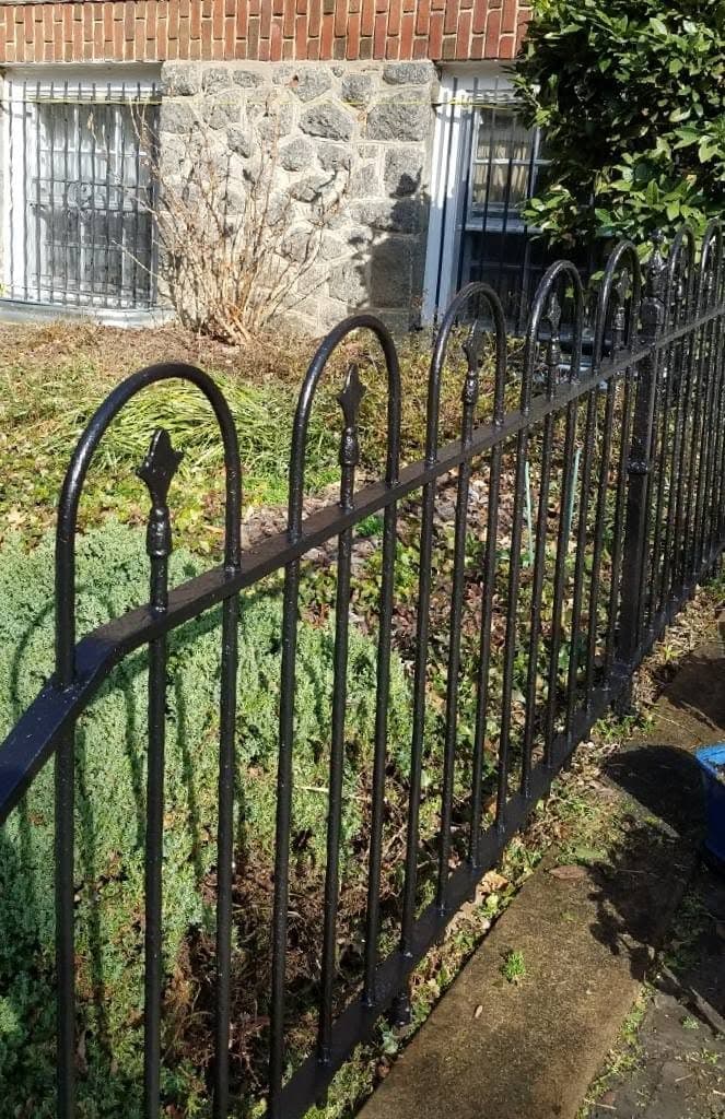 Wrought iron front fence repainted gloss black - Lorton, VA