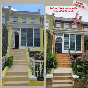House exterior before and after fresh paint, showcasing transformation and curb appeal.