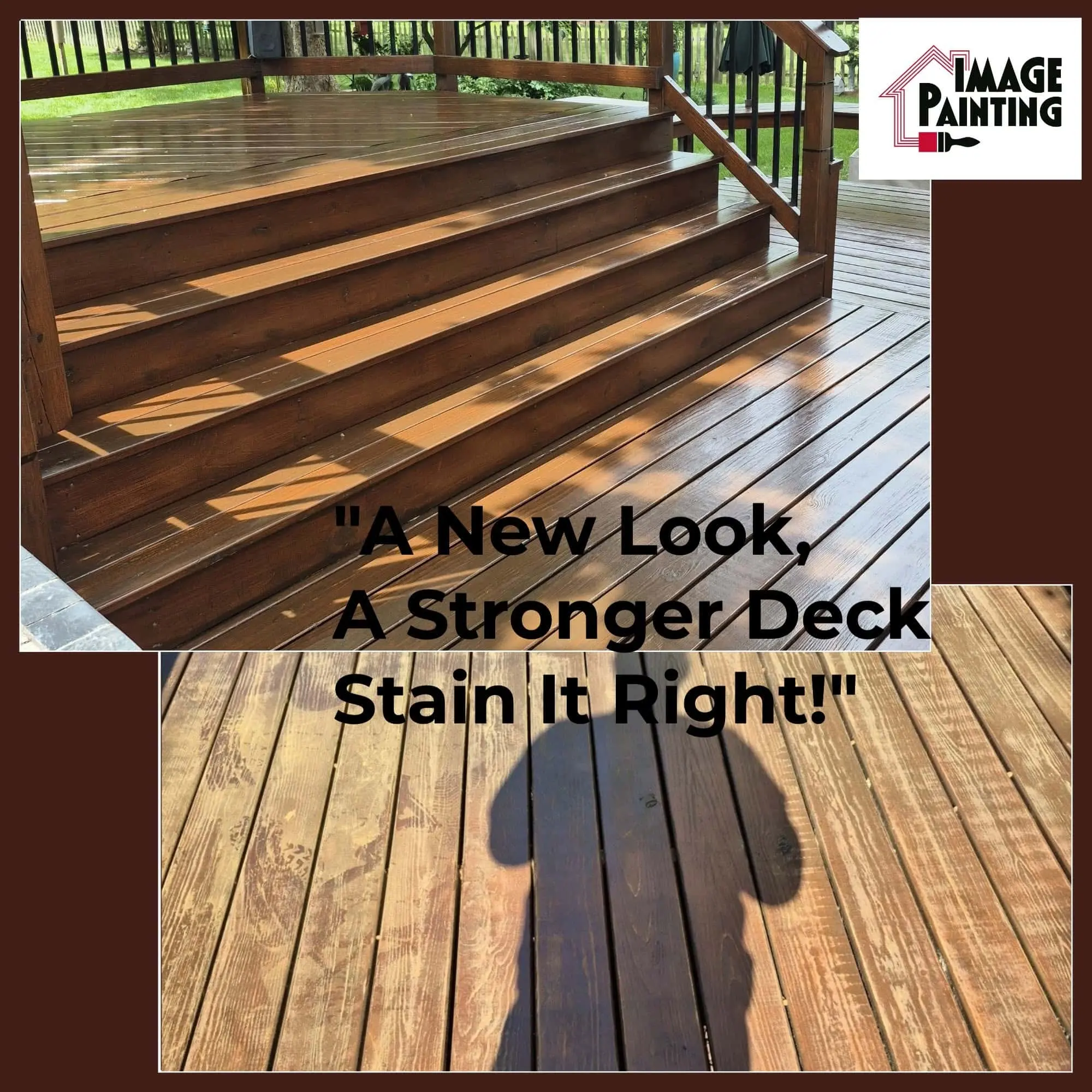 Wood deck stained and sealed - before and after, Arlington, VA