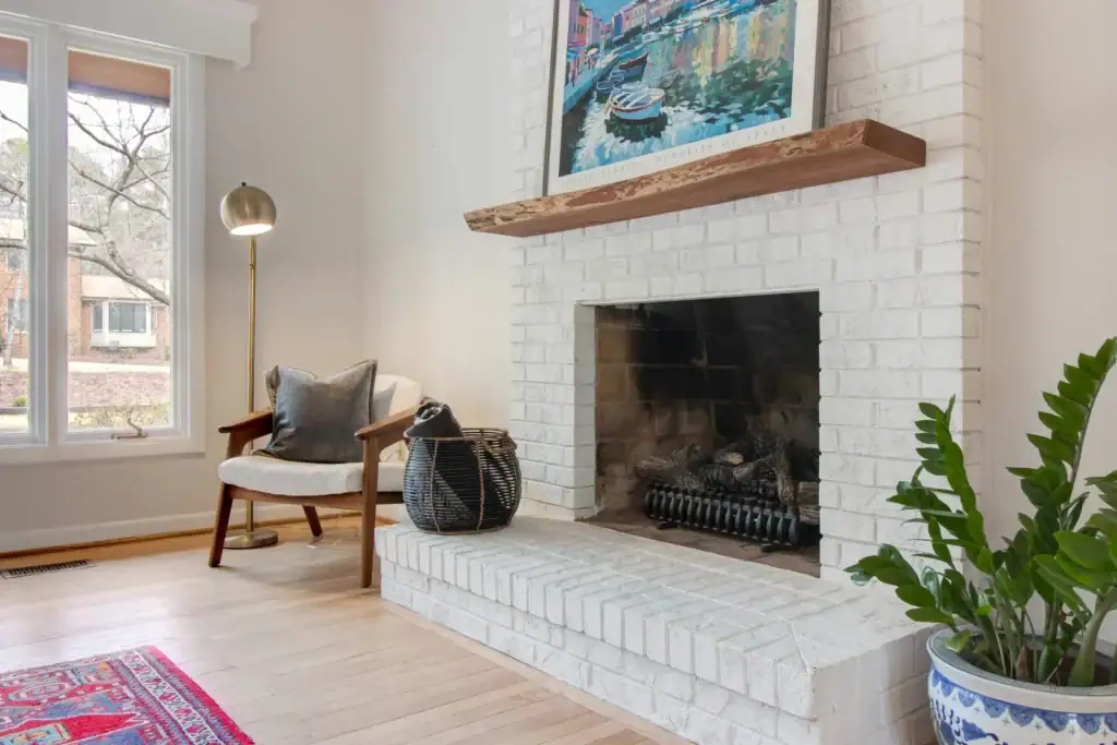 brick fireplace in Washington, DC Home