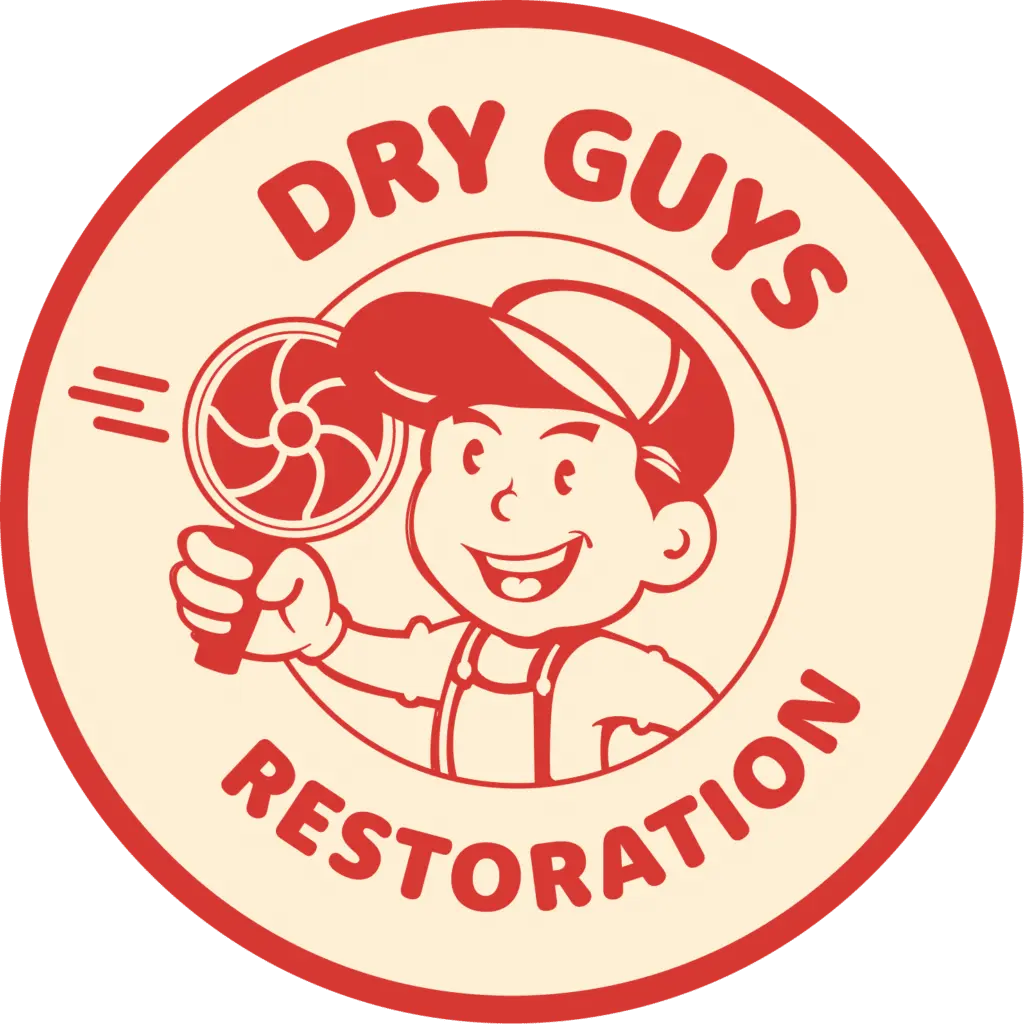 dry guys restoration logo character red tan
