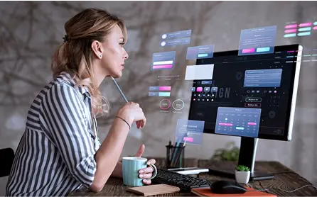 woman looking a a screen
