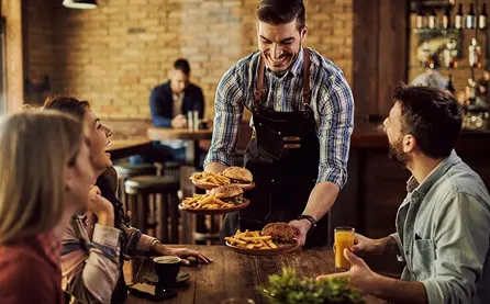 server serving food