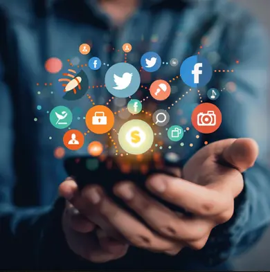A man holding mobile phone in his hand depicting evolution in the digital world of marketing