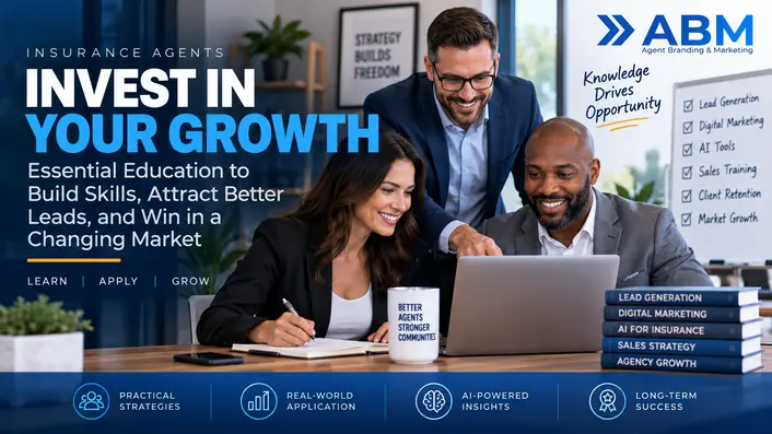 Insurance agents collaborating on digital marketing, AI tools, lead generation, sales training, and agency growth strategies.