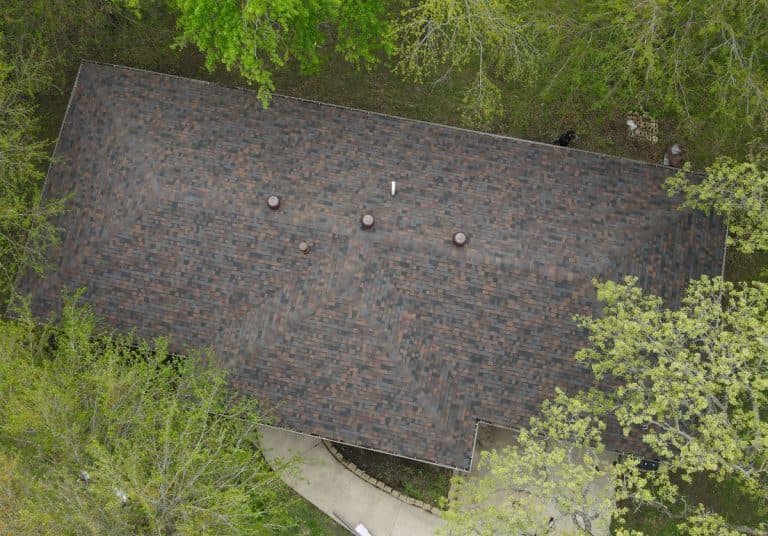 Aerial view of a shingle roof