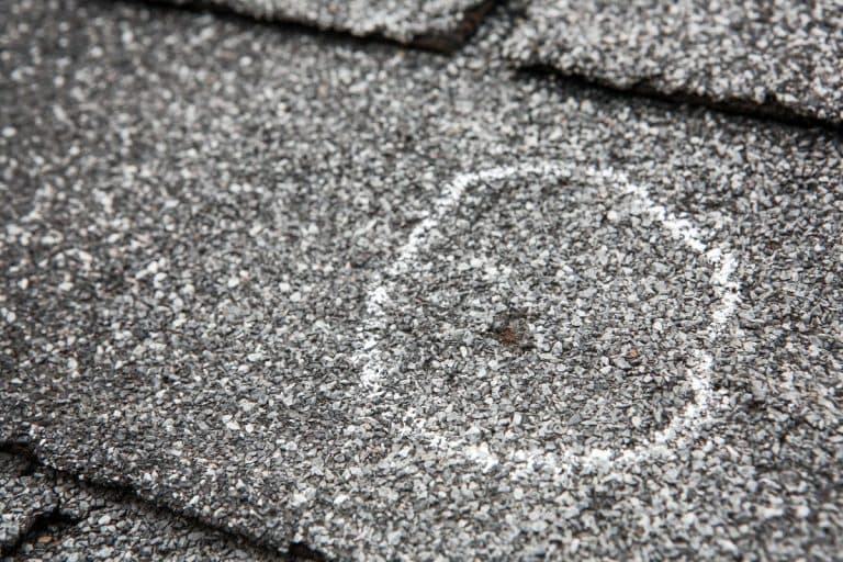Hail damage on roof after hailstorm
