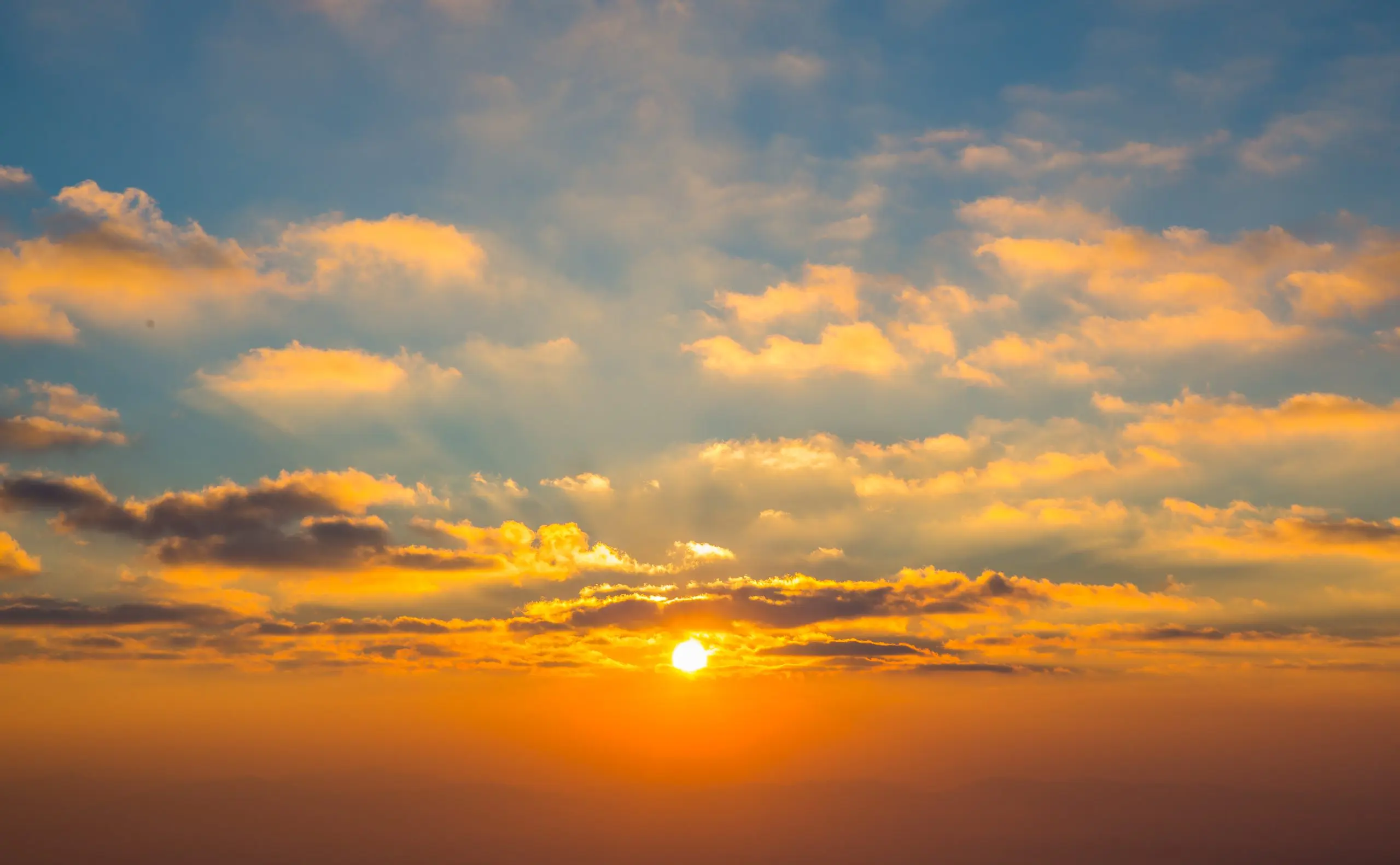 Morning Sun light shine with blue cloudy background